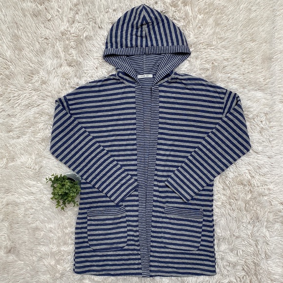 🎉HP🎉 Byron Bay Hooded Open Cardigan 💗 Blue & Gray - Picture 4 of 15